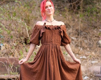 Vestido largo floral estilo bohemio, conjunto fluido de algodón para festivales de playa de verano.