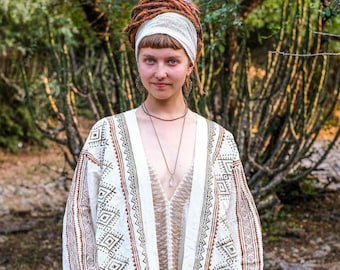 Handblock Printed Cotton Kimono Cardigan - Ethnic Tribal Boho Jacket