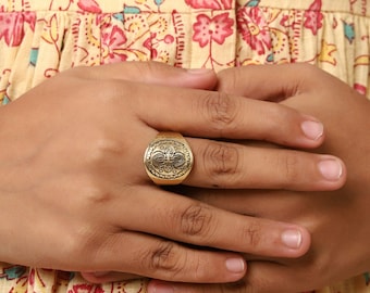 Ishani Ring -Tribal Brass Ring Boho Adjustable Jewelry