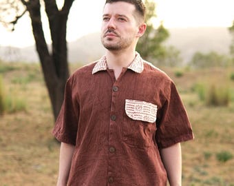 Mens Hand Block Print Cotton Shirt - Rustwood Shirt