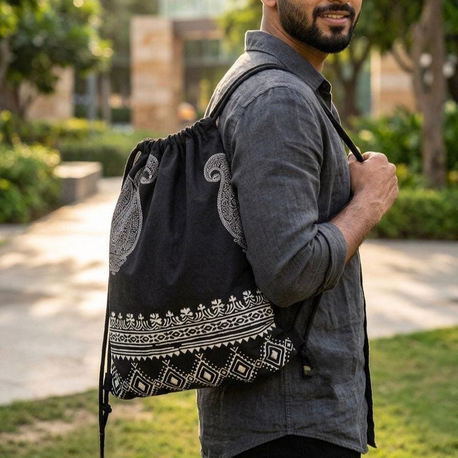 Vintage Bohemian Backpack Drawstring Shoulder Bag Handwoven Cotton Casual Amazon.com | MININAI Vintage Canvas Backpack for Women Men  main image 2