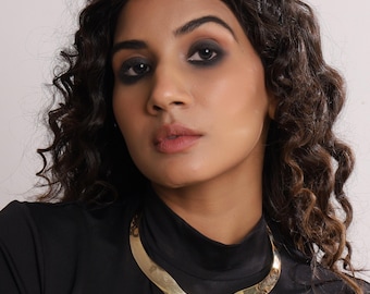 Brass Collar Necklace, Minimalist Statement Choker for Women - Avni Necklace