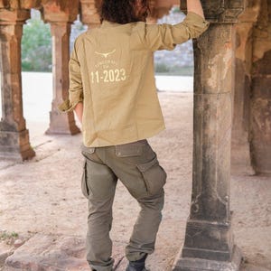 Men Cotton Utility Shirt with Chest Pockets, Handmade Long Sleeve Button Up Shirt - Histo Shirt