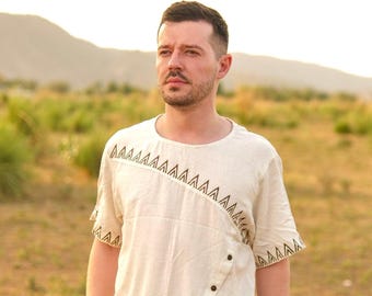 Mens Cotton Asymmetrical Tunic Shirt - Origin Kurta