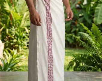 natural Cotton Slub Dhoti Mundu, South Indian Veshti Elara Dhoti