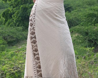 Handloom Wrap Long Skirt ,Handmade Long Boho Skirt ,Tribal Patterns, Mustard Cotton Wrap Skirt for Women, Ethnic Maxi Skirt