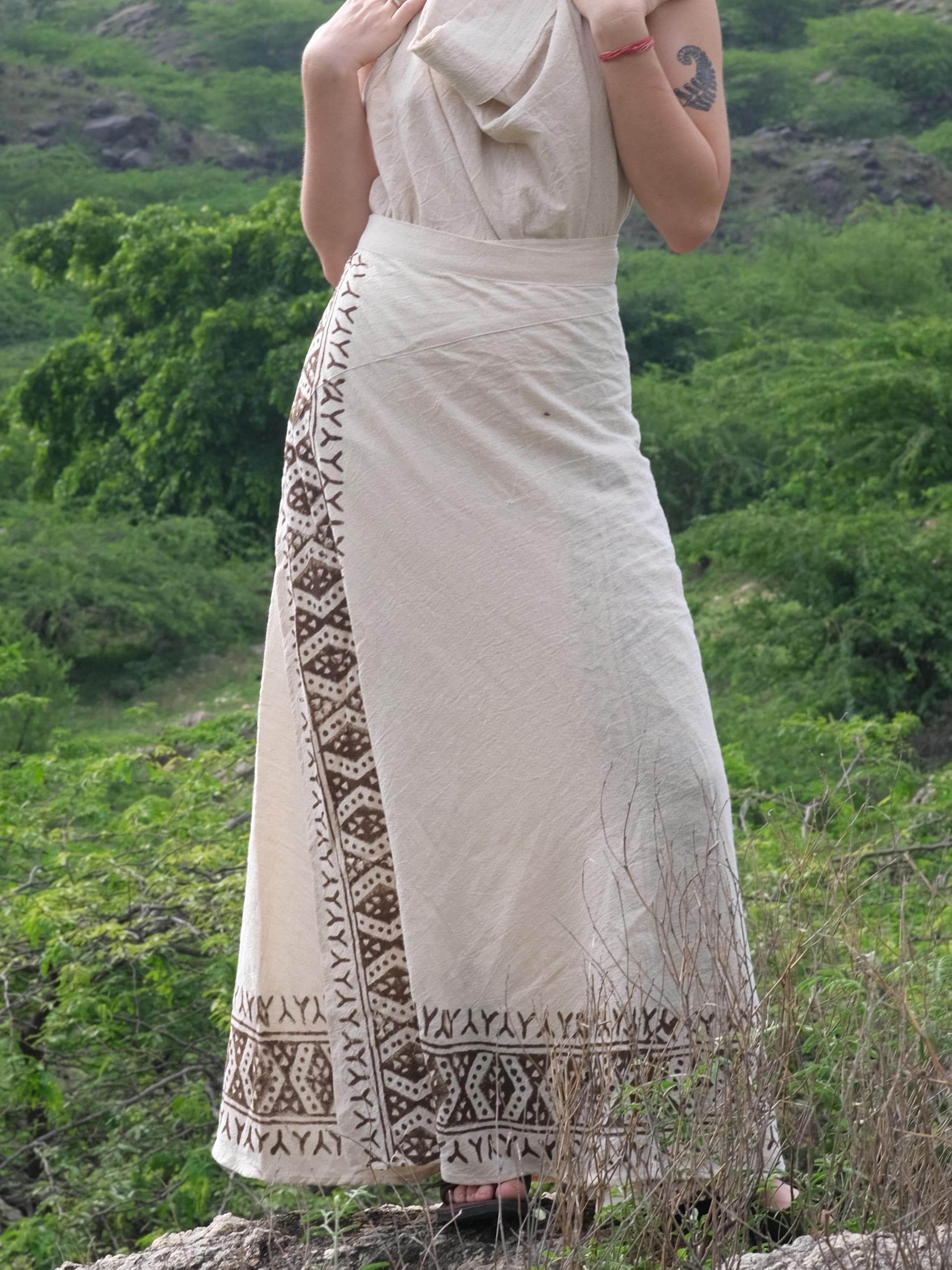Handloom Wrap Long Skirt ,Handmade Long Boho Skirt ,Tribal Patterns, Mustard Cotton Wrap Skirt for Women, Ethnic Maxi Skirt