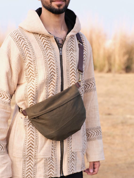 Canvas Fanny Pack, Boho Belt Bag, Travel Waist Bag