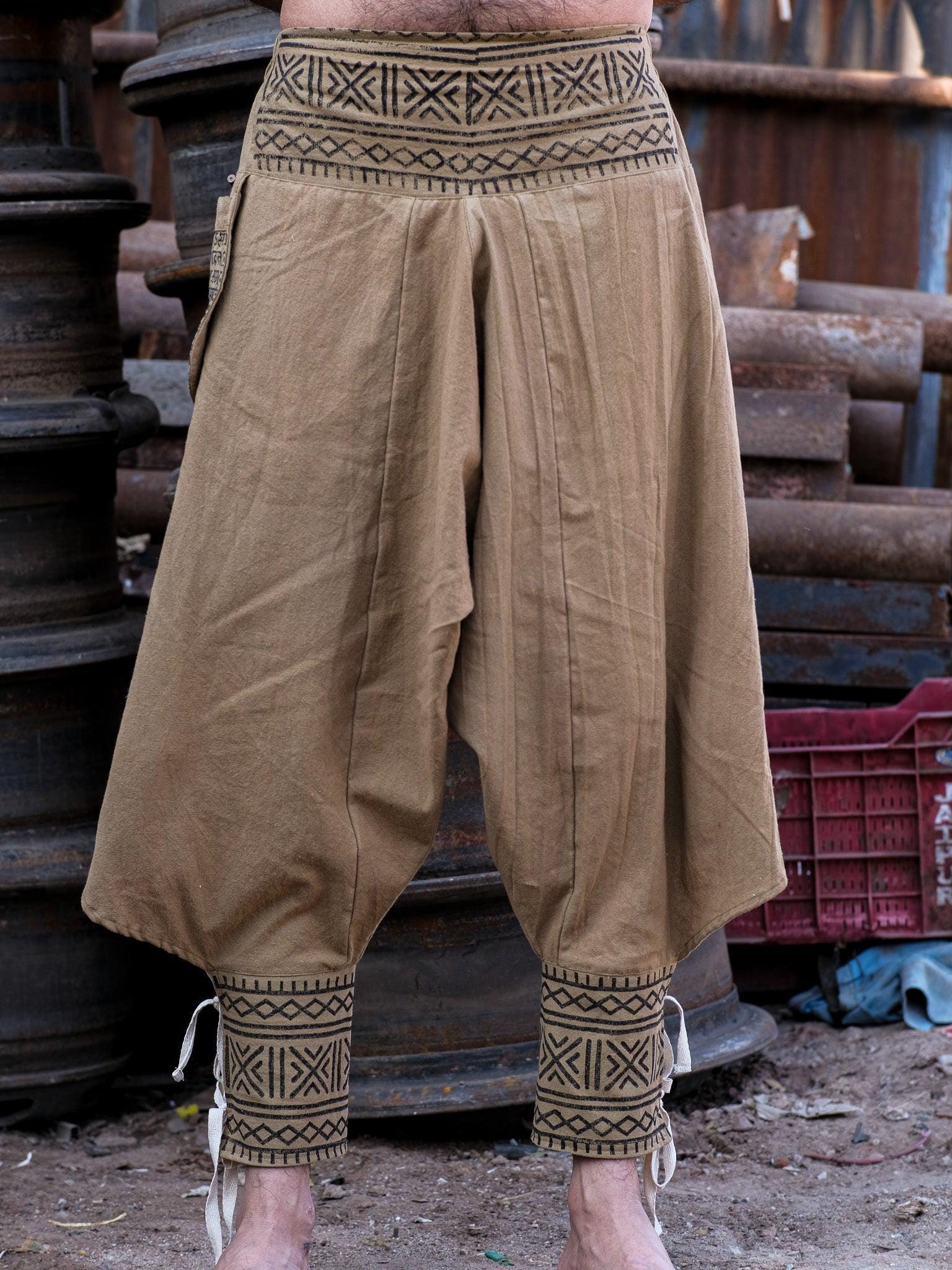 Black Drop Crotch Harem Pants | Tribal Cuff, Ninja Festival Gear