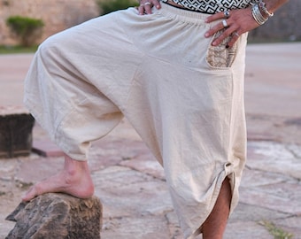 Bhairav Cotton Harem Pants for Men | Boho Tribal Baggy Fit Trousers