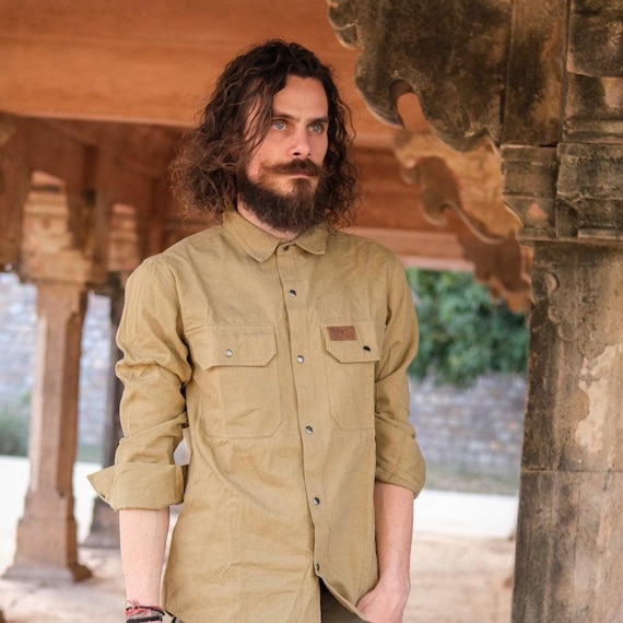 Histo Cotton Twill Shirt – Vintage Style Casual Button-Down – Durable Everyday Shirt with Front Pockets