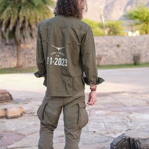 Men Cotton Utility Shirt with Chest Pockets, Handmade Long Sleeve Button Up Shirt - Histo Shirt