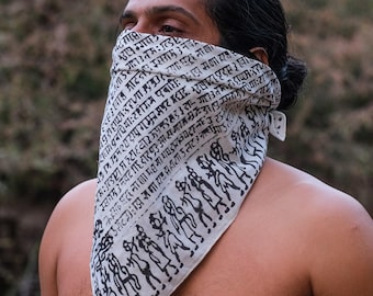 Pañuelo Tavisa / Pañuelo de algodón estampado a mano para la cabeza, estilo boho para festivales.