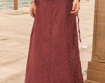 Handmade Wrap Maxi Skirt: Boho Zigzag Tribal Print
