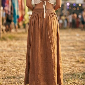 Cream Handblock Print Panel Fringe Detail High Waist Festival Skirt - Aira Skirt