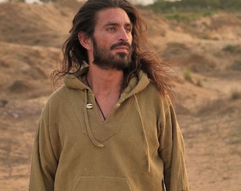 Handcrafted Cotton Boho Hoodie - Earthy Tribal Pullover