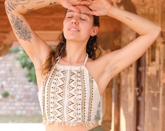 Sia Crop Top Women, Boho Crop, Cotton Festival, Hippie Clothing, Summer,  Outfit, Bohemian