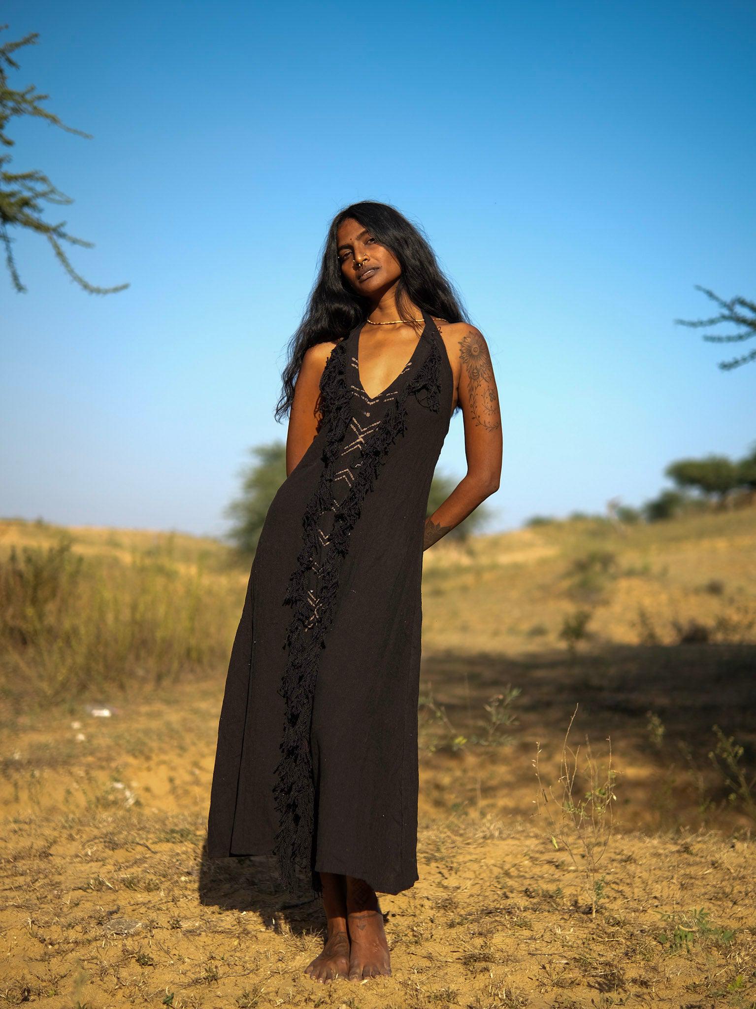boho fringe maxi dress black product info and reviews Sustainable Block Print Midi Dress, Fringe, Eco Friendly Cotton, Artisanal Summer Style Size:us:4 All Glowed Up Mini wfh-style out waist and a