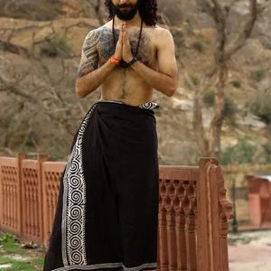 Traditional Tribal Dhoti Set, Men&#39;s Lungi Pants, Indian Dhoti Style Bottoms, Ethnic Harem, Handmade Tribal Dhoti, Men&#39;s Lungi, Ethnic Sarong