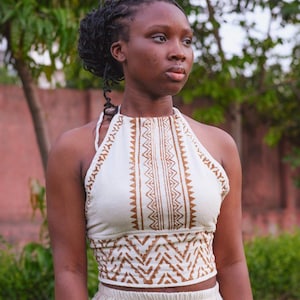 Tribal Wrap Skirt | Beige Maxi Panel Skirt | Block Print Cotton | Flowing Festival Wear | The Voyage Skirt