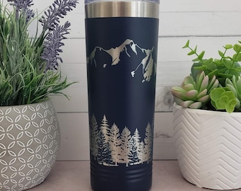 Mountain Engraved Tumbler: Personalized Colorado Pine Tree Polar Camel
