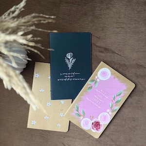 Hand-Painted & Lettered Moleskine Journal – Lined Pages with Back Pocket