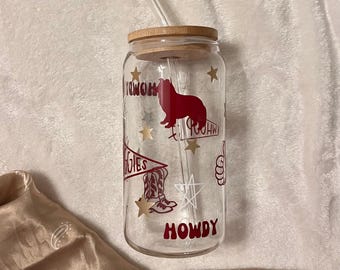Personalized 20 oz Glass Tumbler - Custom College Design