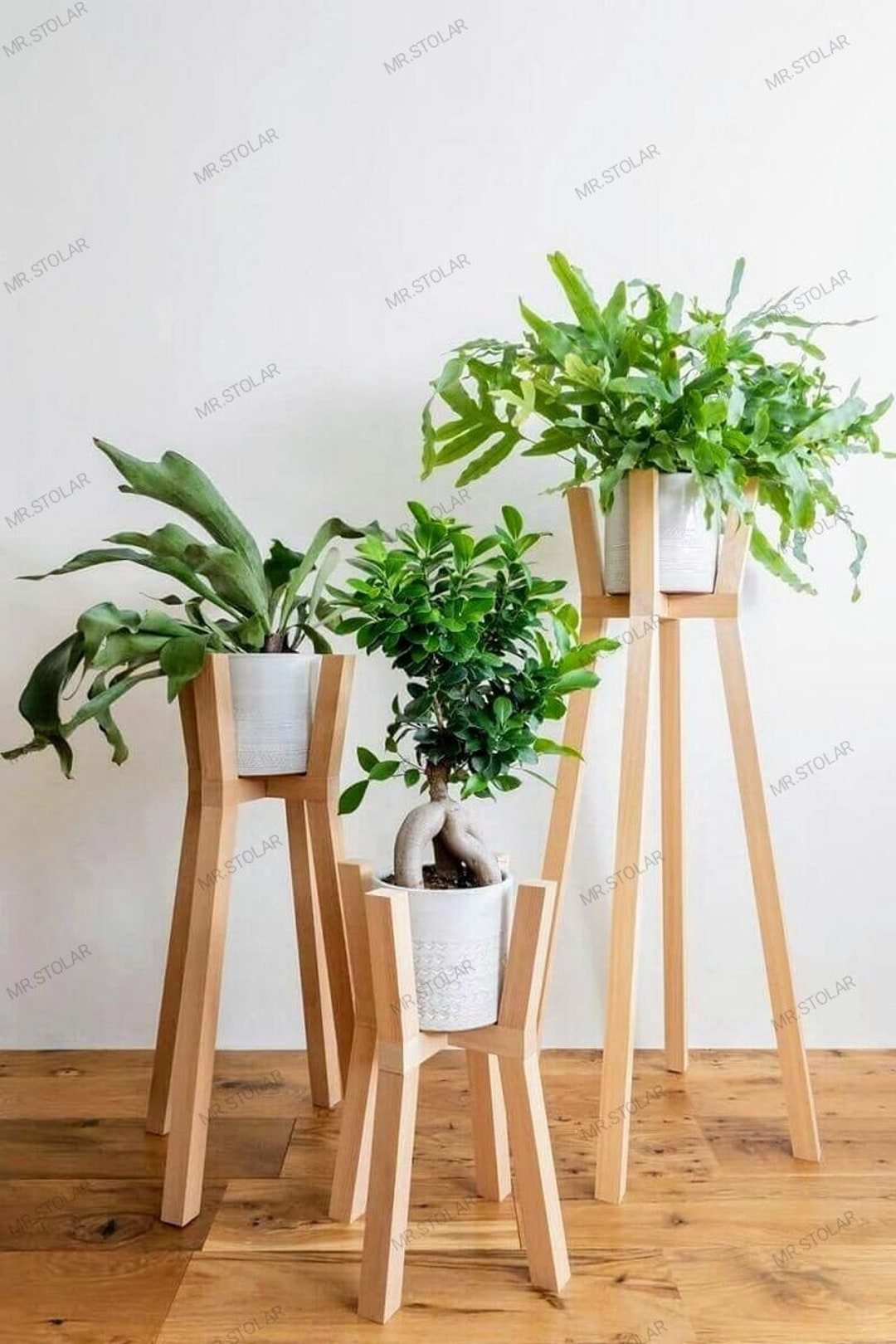 Mid Century Modern Wood Plant Stand, Indoor Planter, House Plant Stand ...
