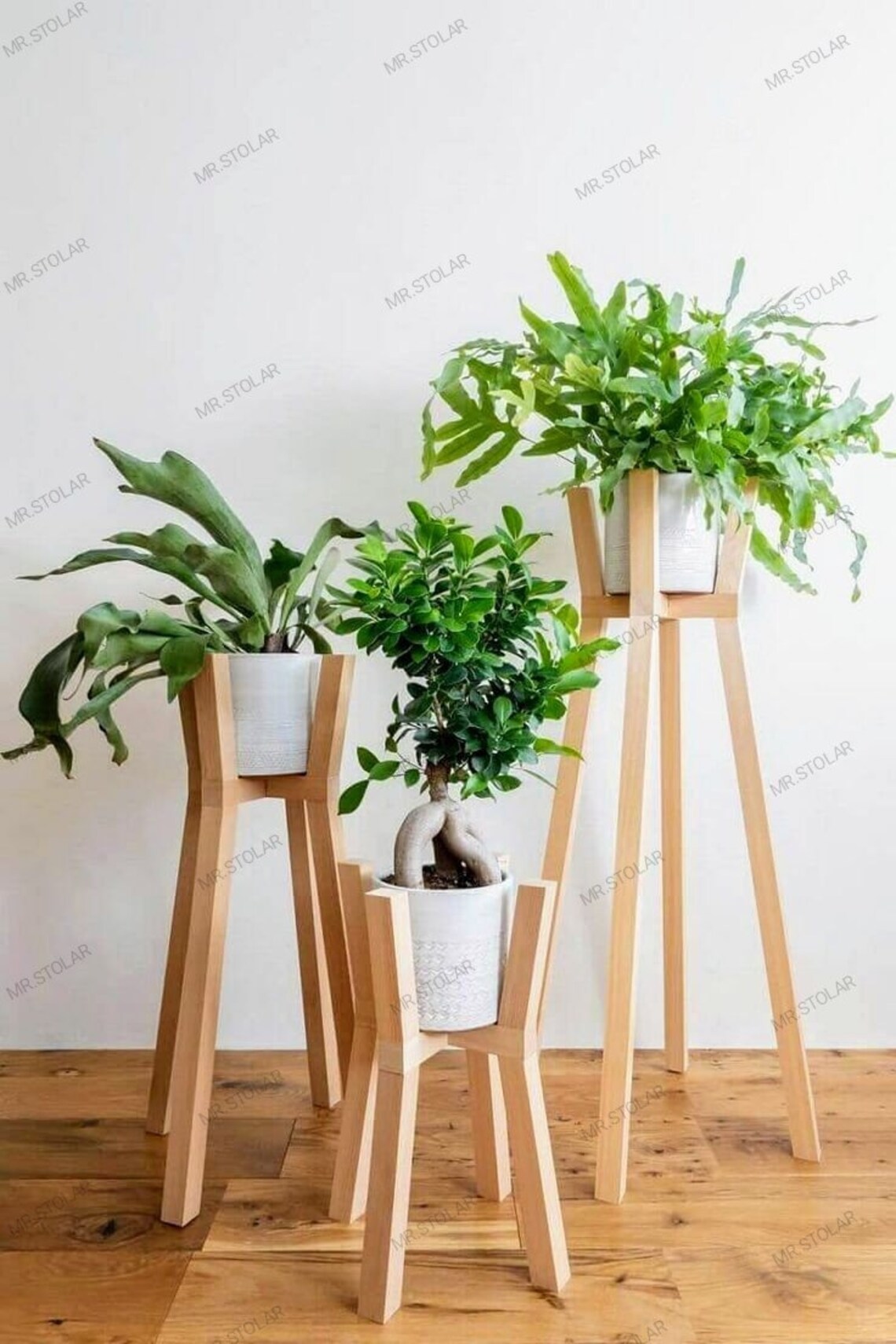 Mid Century Modern Wood Plant Stand, Indoor Planter, House Plant Stand ...