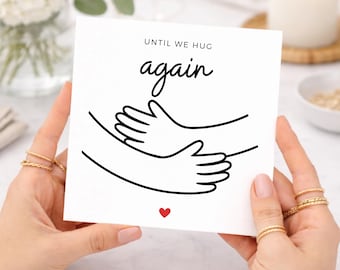 Until We Hug Again Card, Long Distance Love Card, Miss You Card, Cute Hug Illustration Card, Thinking of You Card