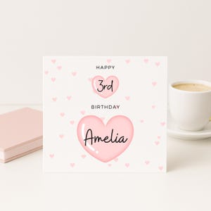3.Geburtstagskarte für Mädchen, 3.Geburtstagskarte für Tochter, süßes drittes Geburtstagsgeschenk für Nichte, Patenkind, Tochter