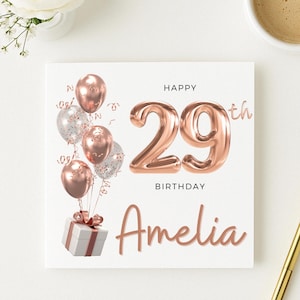 Carte de 29e anniversaire pour femme, carte de 29e anniversaire pour fille, cadeau de 29e anniversaire pour elle, carte de 29e anniversaire pour sœur, amie
