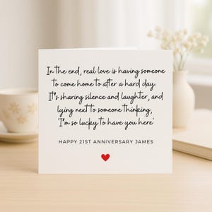 J'ai de la chance de vous avoir ici, carte 21e anniversaire pour mari ou femme, carte 21 ans ensemble pour conjoint