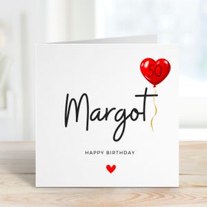 Carte d'anniversaire personnalisée, carte d'anniversaire personnalisée pour ami, maman, soeur, meilleure amie, carte d'anniversaire avec ballon, jolie carte d'anniversaire