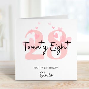 Biglietto di auguri per il 28° compleanno della fidanzata, biglietto di auguri per il 28° compleanno della moglie, regalo per il 28° compleanno per lei, biglietto di auguri per il ventottesimo compleanno per lei, sorella, amica