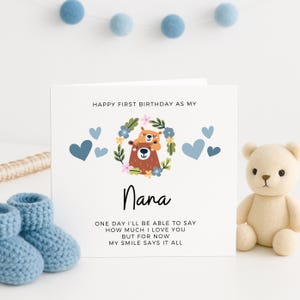 1. Geburtstag als meine Nana-Karte, personalisierte Gedicht-Geburtstagskarte für Oma, 1