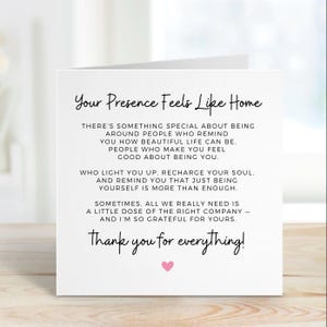 Carte d'amitié réconfortante, note de ressourcement d'âme, carte de gratitude sincère, message édifiant, pour quelqu'un qui améliore la vie