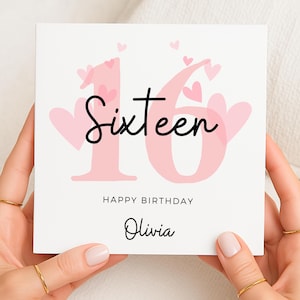 Carte de 16e anniversaire pour fille, carte de 16e anniversaire pour fille, cadeau de 16e anniversaire pour elle, seizième anniversaire, petite-fille, carte pour nièce