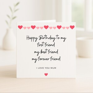 Verjaardagskaart moeder van dochter, My First Friend Card, Forever Friend Mum Card, emotionele verjaardagskaart, ik hou van jou mama-kaart