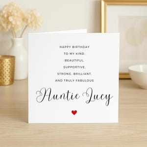 Carte d'anniversaire tante, carte d'anniversaire personnalisée pour tante, carte d'anniversaire spéciale tante, cadeau d'anniversaire tante, pour elle, jolie carte tante