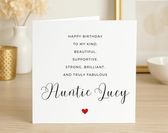 Carte d'anniversaire tante, carte d'anniversaire personnalisée pour tante, carte d'anniversaire spéciale tante, cadeau d'anniversaire tante, pour elle, jolie carte tante