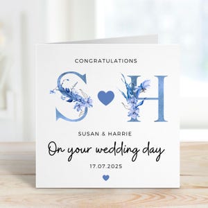 Tarjeta de boda, tarjeta de felicitación para el día de la boda con flores silvestres, tarjeta de felicitación para el día de la boda, regalo de boda para amigos, boda de pareja