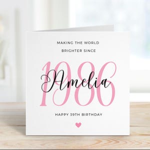 Carte de 39e anniversaire pour femme, carte de 39e anniversaire pour tante, cadeau de 39e anniversaire pour femme, carte de 39e anniversaire pour soeur, elle, ami