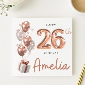 26th Birthday Card, Daughter 26th Birthday Card, 26th Birthday Gift, Twenty-sixth Birthday Card Her, Sister, Friend, Rose Gold Birthday Card