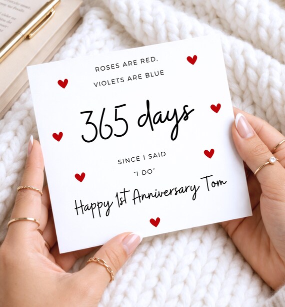 1st Wedding Anniversary Card, 365 Days Since I Said I Do - Etsy Israel