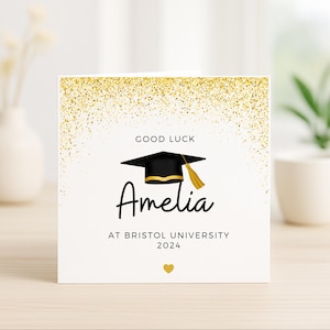 Carte de remise des diplômes personnalisée, carte avec nom et université personnalisés, carte porte-bonheur pour diplômé, promotion de n'importe quelle année, carte-cadeau étudiant