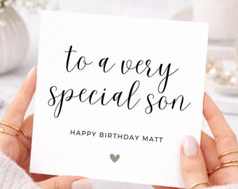 Personalised Birthday Card for Son, To A Very Special Son Card, Custom Birthday Card from Mum, Dad, Parents, Birthday Card for Adult Son