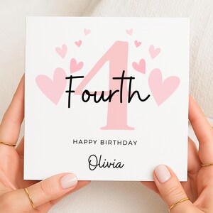 4th Birthday Card, 4th Birthday Card For Daughter, 4th Birthday Card For Girl, Fourth Birthday Card, Birthday Niece, Granddaughter