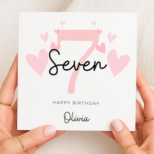 Carte de 7e anniversaire pour fille, carte de 7e anniversaire pour fille, jolie carte de 7e anniversaire, carte de 7e anniversaire pour nièce, 7e petite-fille
