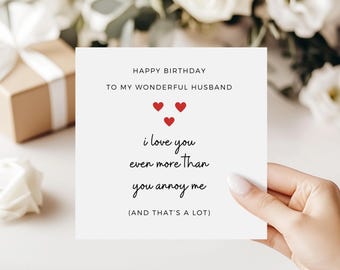 Carte d'anniversaire drôle mari, carte d'anniversaire pour mari, cadeau d'anniversaire mari, blague carte mari, carte d'anniversaire pour lui, cadeau mari